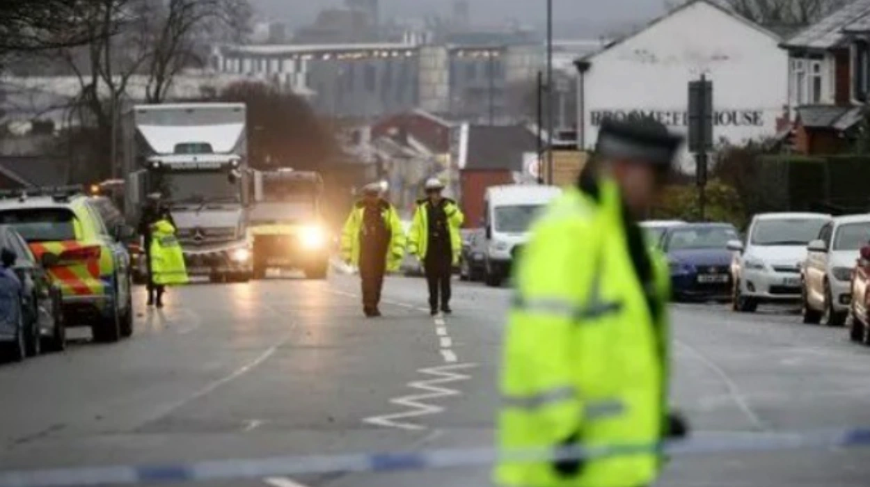 Derby Street Bolton Crash Overturned Car