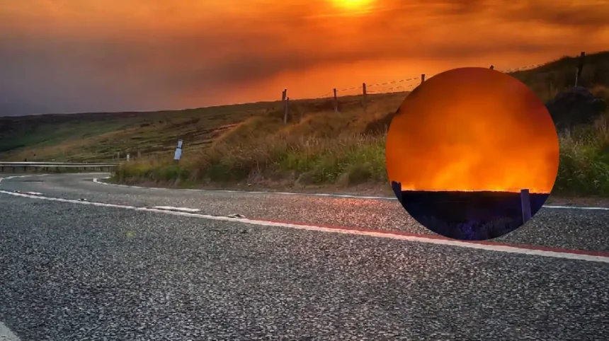 Firefighters Tackle Saddleworth Moor Blaze Near Oldham