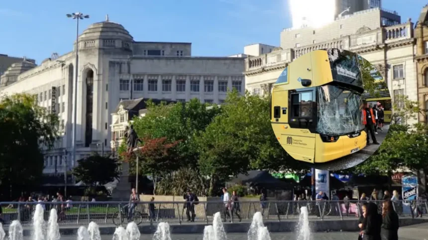 Two buses collide at Piccadilly Gardens as Bee Network responds