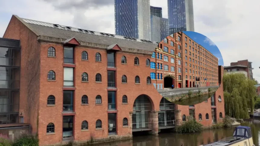 Ancoats Canal dog rescue strangers lower man over water edge