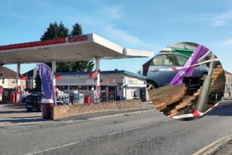 Little Lever crash vehicle strikes Esso petrol station