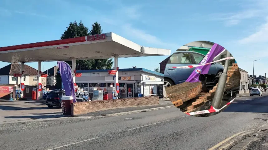 Little Lever crash vehicle strikes Esso petrol station
