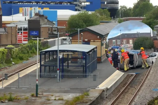 Oldham crash Car overturns on Staley Street as police cordon street
